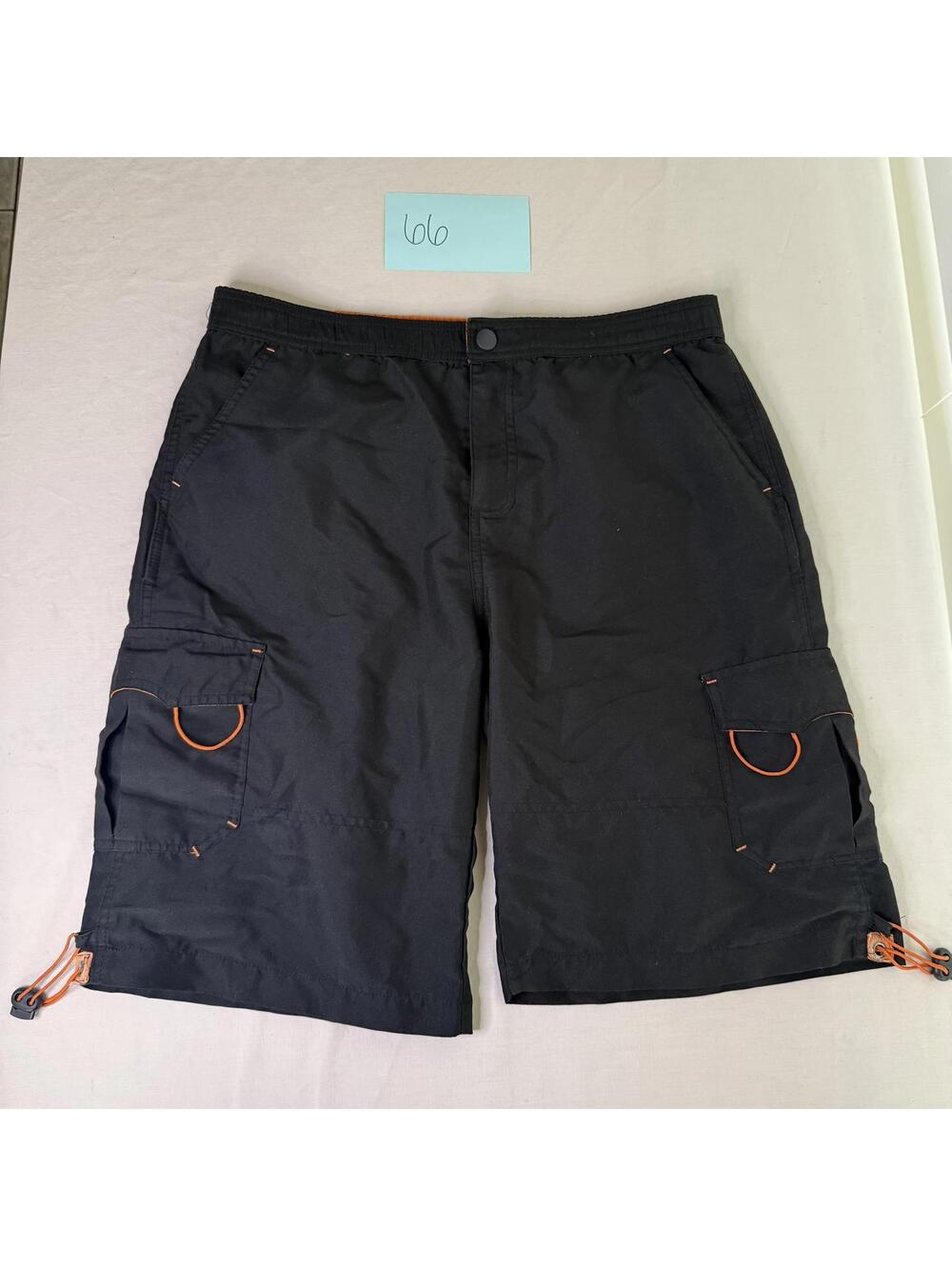 American Hawk Black Swim Trunks Size 18 with Orange Trim